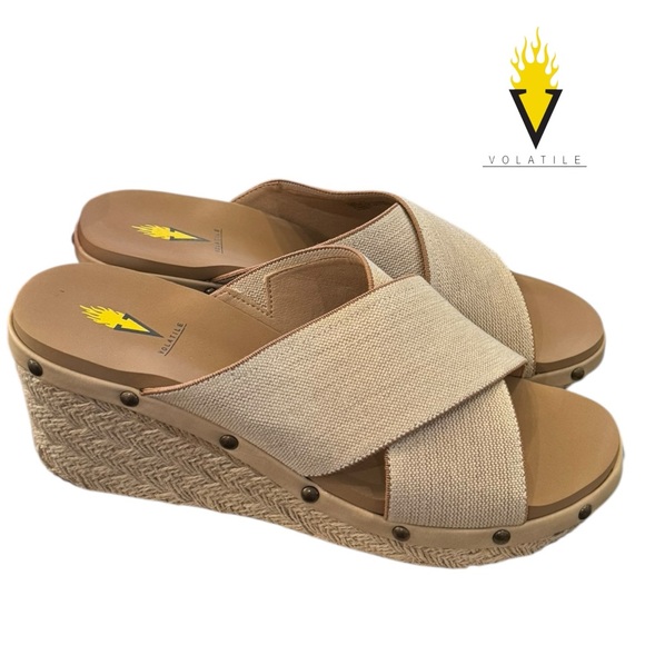 New Volatile Women's “Sandpointe” Natural Wedge Sandals 11 - Picture 1 of 6